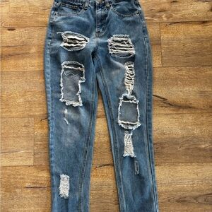 Distressed Blue Jeans